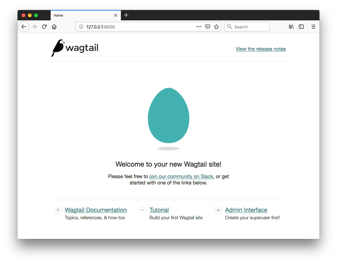 Wagtail 网站欢迎界面